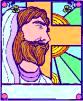 Stained Glass window of Jesus and the Cross