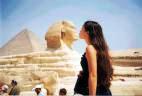 Girl kissing Sphinx