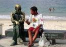 Two Men on a Bench listening