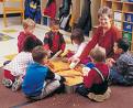 Children seated around teacher