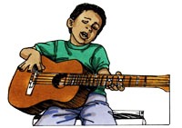 Boy Playing a Guitar
