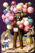 Man with balloons and children